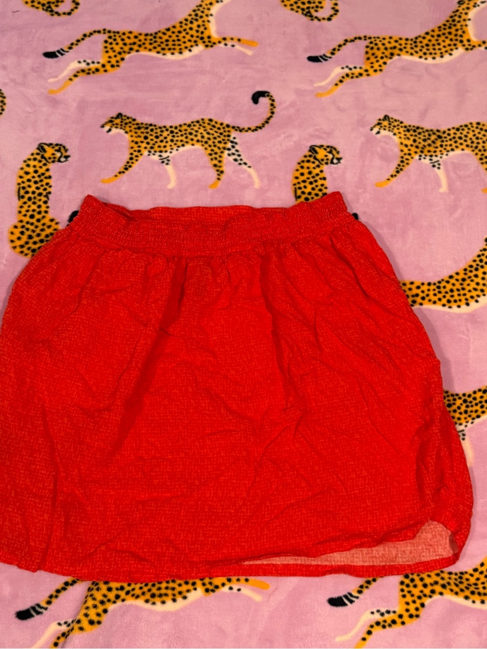 Women's Y2K Red Orange Casual Elastic-Waist Skirt